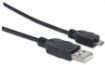 Obrázek MANHATTAN Kabel propojovací USB 2.0  A Male / Micro-B Male, 1.8 m, černý