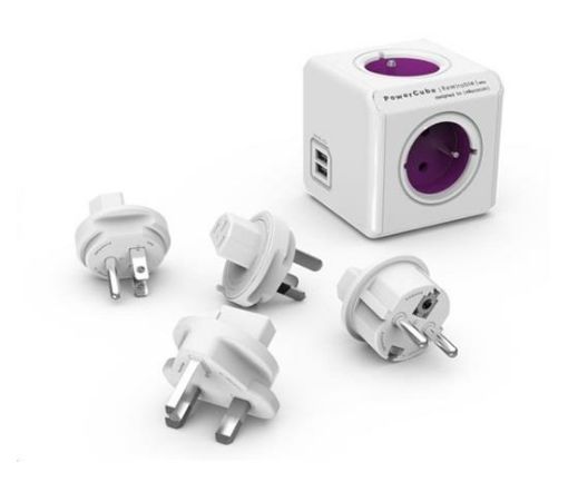 Obrázek Allocacoc PowerCube ReWirable USB+Travel Plugs, white/grey