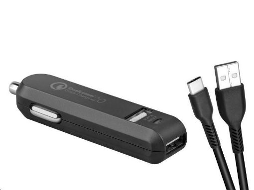 Obrázek AVACOM CarMAX 2 nabíječka do auta 2x Qualcomm Quick Charge 2.0, černá barva (USB-C kabel)