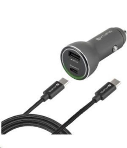 Obrázek 4smarts nabíječka do auta Fast Charge, 1x USB + 1x USB-C, černá
