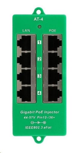 Obrázek POE injektor aktivní - 4x 1Gb/s, stíněný, svorkovnice, 802.3af/at