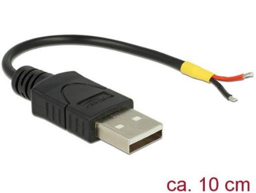 Obrázek Delock Kabel USB 2.0 Typ-A samec > 2 x dráty bez konektoru 10 cm Raspberry Pi