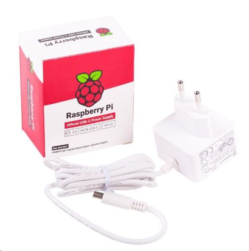 Obrázek Raspberry Pi USB-C 5,1V 3A napájecí zdroj, EU, bílý
