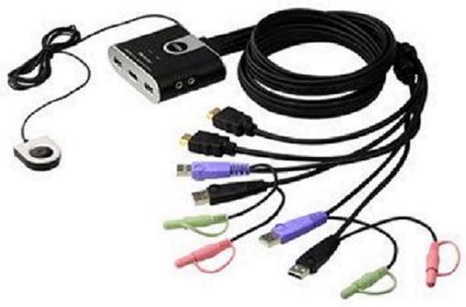 Obrázek ATEN 2-port HDMI KVM USB2.0 mini, audio, 1.2m kabely, DO