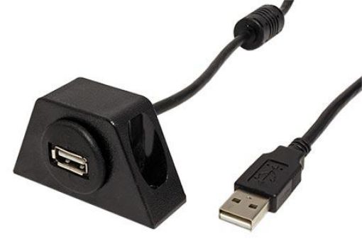 Obrázek USB 2.0 kabel prodlužovací A-A, M-F, 0,6m s držákem, černý