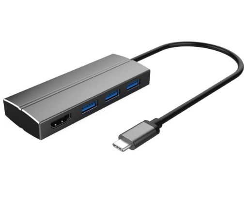 Obrázek PREMIUMCORD Adaptér USB 3.1 Type-C male na HDMI female + 3x USB 3.0, aluminum