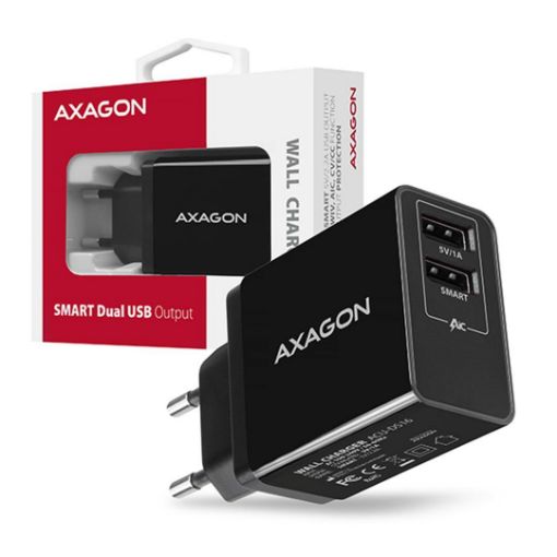 Obrázek AXAGON ACU-DS16, SMART nabíječka do sítě, 2x USB výstup 5V/2.2A + 5V/1A, 16W