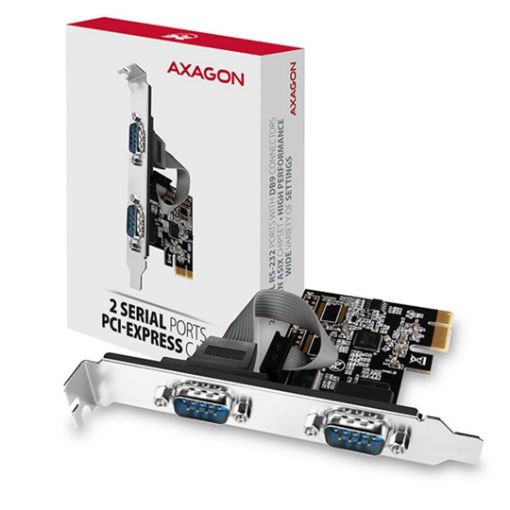 Obrázek AXAGON PCEA-S2N, PCIe řadič - 2x sériový port (RS232) 250 kbps, vč. LP