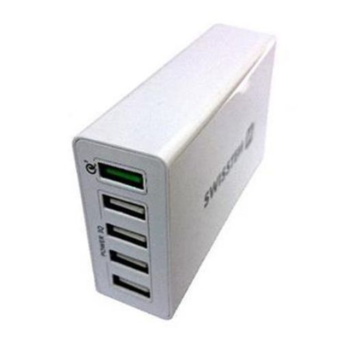 Obrázek SWISSTEN TRAVEL CHARGER QUALCOMM 3.0 QUICK CHARGE + SMART IC WITH 5x USB 50W POWER WHITE