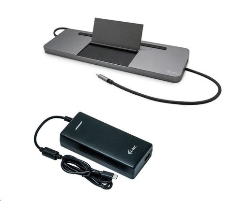 Obrázek iTec USB-C Metal Ergonomic 4K 3x Display Docking Station, Power Delivery 85 W + i-tec Universal Charger 112 W