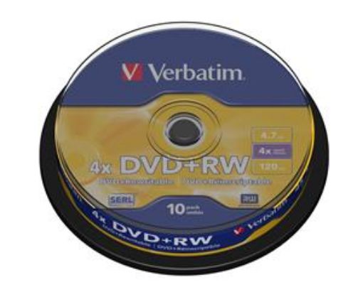 Obrázek VERBATIM DVD+RW 10 pack 4,7GB 4x Spindle 4,7GB 
