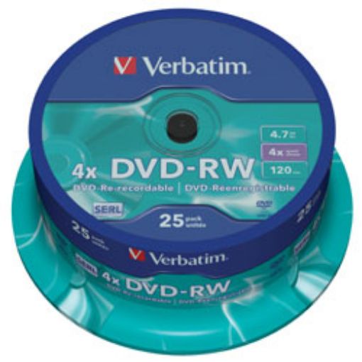 Obrázek VERBATIM DVD-RW 25pack Spindle/4x/4.7GB