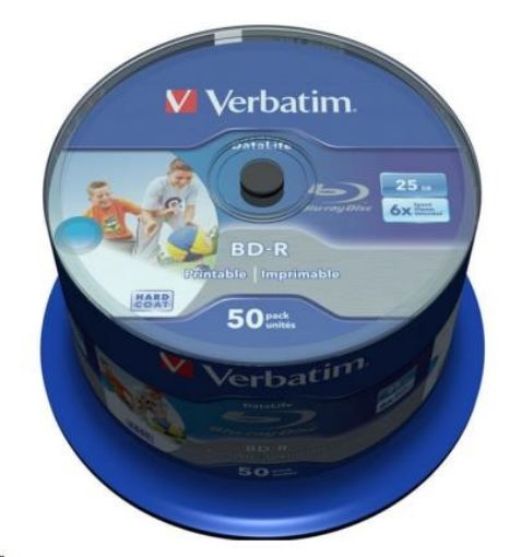 Obrázek VERBATIM BD-R SL Datalife (50-pack)Blu-Ray/Spindle/6x/25GB Wide Printable