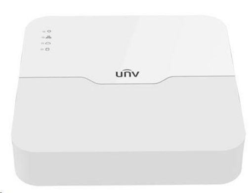 Obrázek Uniview NVR, 4 PoE (Max 54W) kanály, H.265, 1x HDD, 8Mpix (80Mbps/64Mbps), HDMI, VGA, 4K, ONVIF, 2x USB, audio