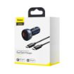 Obrázek Baseus Particular Digital Display duální adaptér do automobilu USB-A QC + USB-C 65W, šedá
