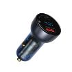 Obrázek Baseus Particular Digital Display duální adaptér do automobilu USB-A QC + USB-C 65W, šedá