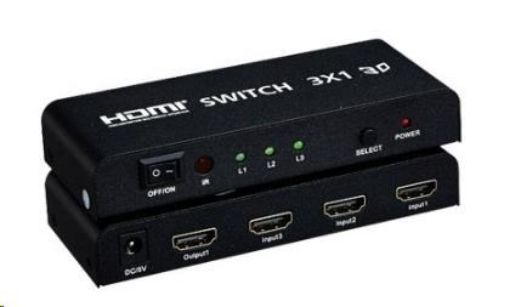 Obrázek PREMIUMCORD HDMI switch 3:1 kovový s dálkovým ovládáním