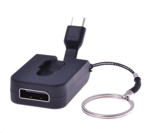 Obrázek PREMIUMCORD Adaptér USB 3.1 Typ-C male na DisplayPort female,zasunovací kabel a kroužek na klíče