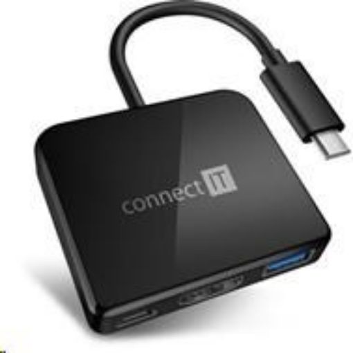 Obrázek CONNECT IT USB-C hub, 3v1 (USB-C,USB-A,HDMI), externí, černý