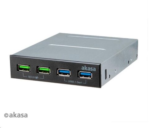 Obrázek AKASA přední panel HUB 4 Port USB nabíjecí panel s dual Quick Charge 3.0 a dual USB 3.1 porty