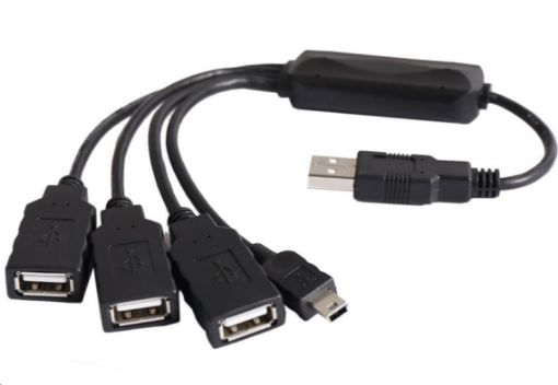 Obrázek PremiumCord USB2.0 HUB 4-portový Black cable