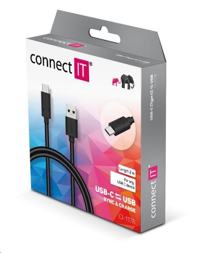 Obrázek CONNECT IT Wirez USB-C (Type C) -> USB-A, USB 3.1 Gen 1, černá, 2 m