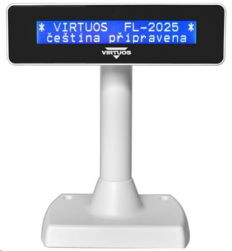 Obrázek Virtuos zákaznický displej Virtuos FL-2025MB 2x20, USB, bílý