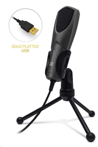 Obrázek CONNECT IT YouMic mikrofon USB, pozlacený konektor USB, antracit