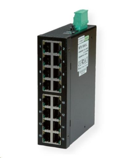 Obrázek Roline Industrial Switch, 16x RJ-45, unmanaged, 10/100,16port, průmyslný