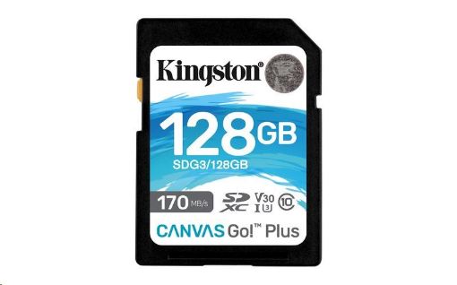 Obrázek Kingston SDXC karta 128GB Canvas Go! Plus (SDXC) Card, 170R 90W Class 10 UHS-I U3 V30