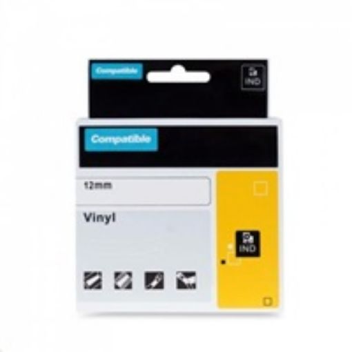 Obrázek PRINTLINE kompatibilní páska s DYMO 1805243, 12mm x 5,5m, bílý tisk / modrý podklad RHINO, vinylová