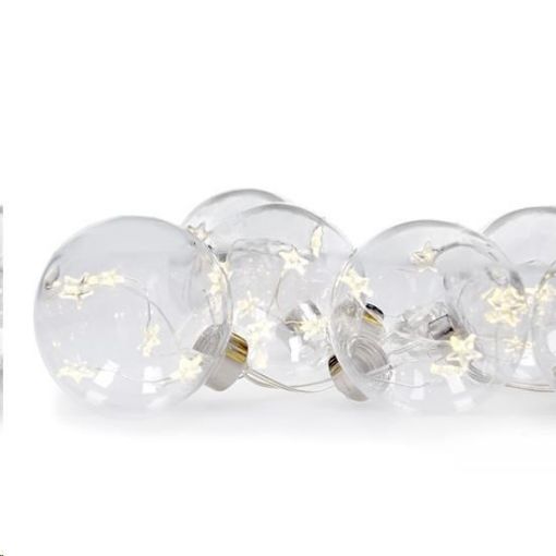 Obrázek Solight sada LED vánočních koulí s hvězdami, vel. 8cm, 6ks, 30LED,časovač, tester, 3xAA