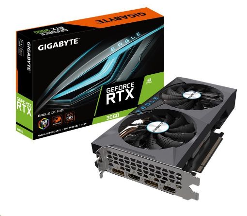 Obrázek GIGABYTE VGA NVIDIA GeForce RTX 3060 EAGLE 12G LHR Rev. 2.0, RTX 3060, 12GB GDDR6, 2xDP, 2xHDMI