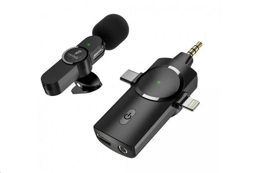 Obrázek Viking bezdrátový mikrofon s klipem M360, konektor USB-C / Lightning / 3,5 mm jack