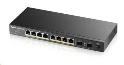 Obrázek Zyxel GS1100-10HP v2 10-port Desktop Gigabit PoE Switch, 8x gigabit PoE RJ45, 2x SFP, 120W PoE budget