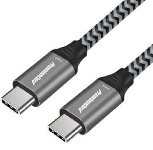 Obrázek PremiumCord Kabel USB-C M/M, 100W 20V/5A 480Mbps bavlněný oplet, 2m