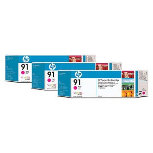 Obrázek HP 91 Magenta DJ Ink Cart, 775 ml, 3-pack, C9484A