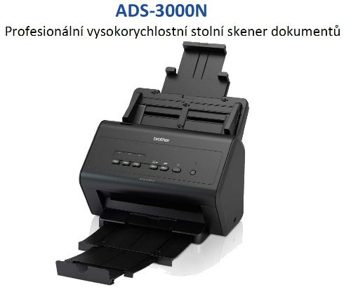 Obrázek BROTHER skener ADS-3000N (až 50 str/min, 600 x 600 dpi, aut. duplex,256MB, USB 3.0) LAN