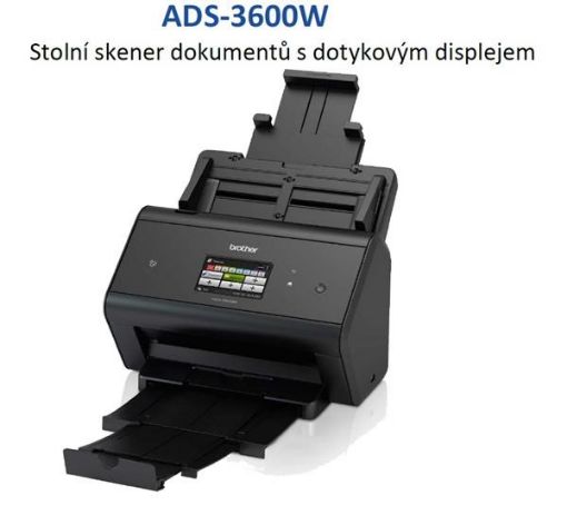 Obrázek BROTHER skener ADS-3600W DUALSKEN (až 50 str/min, 600 x 600 dpi,a.duplex,LCD,512MB,USB3.0,NFC)W+E