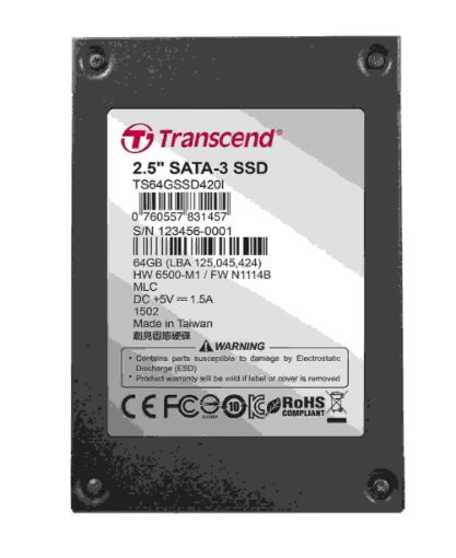 Obrázek TRANSCEND Industrial SSD 420I, 64GB, 2,5", SATA III, MLC, Iron case