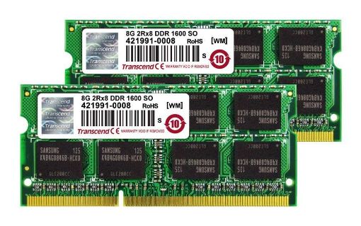 Obrázek SODIMM DDR3 16GB KIT (8GBx2) 1600MHz TRANSCEND pro Apple Macbook Pro 2012