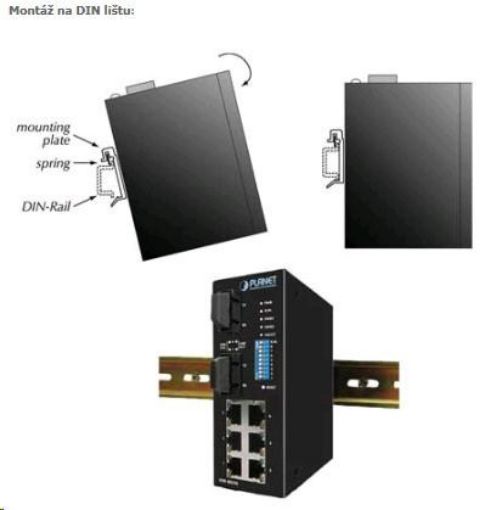 Obrázek Planet switch ISW-621, průmysl.verze 4x10/100+2x100BaseFX (SC) MM 2km, DIN, IP30, -10 až 60°C, 12-48V