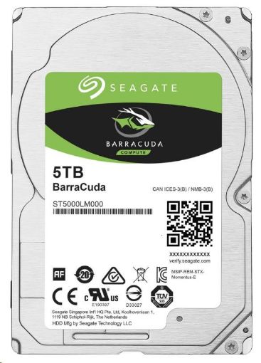 Obrázek SEAGATE HDD BARRACUDA 2.5" 5TB, SATAIII/600 5400RPM, 128MB cache, 15mm