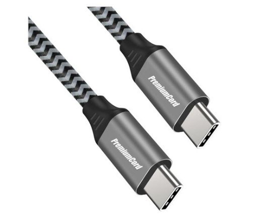 Obrázek PREMIUMCORD Kabel USB-C M/M, 100W 20V/5A 480Mbps bavlněný oplet, 0,5m