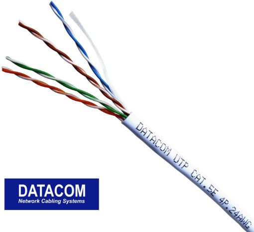 Obrázek DATACOM UTP Cat5e PVC kabel 305m (drát), bílý