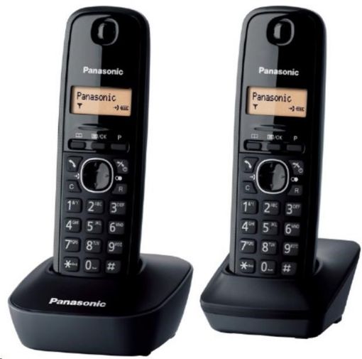 Obrázek PANASONIC KX-TG1612FXH digitální bezdrátový telefon,TwinPack, podsvícený displej, seznam-50 jmen, budík, omezení volání