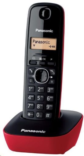 Obrázek PANASONIC KX-TG1611FXR červená Cenově výhodný digitální bezdrátový telefon s jednořádkový displejem