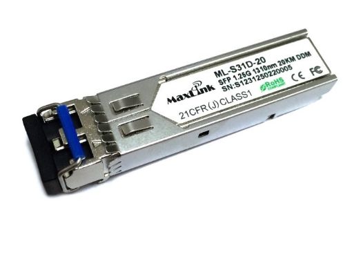Obrázek MaxLink 1.25G SFP optický modul, SM, 1310nm, 20km, 2x LC konektor, DDM, Cisco compatible