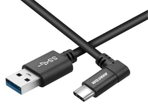 Obrázek AVACOM datový a nabíjecí kabel USB - USB Type-C, 100cm, konektor v úhlu 90°, černý