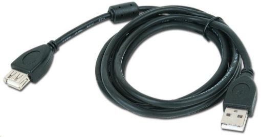 Obrázek GEMBIRD Kabel USB 2.0 A-A prodlužovací 3m Premium (černý, ferit, zlacené kontakty)